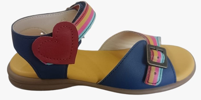 Navy Heart Buckle Sandal
